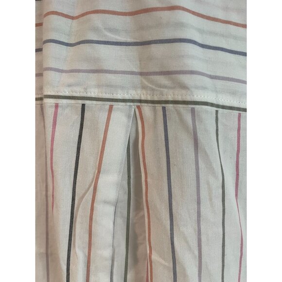 Maurices Womens Striped Button-Down Shirt 2X 100% Cotton White Multi-Color - Picture 6 of 13